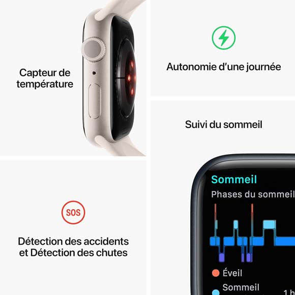 Apple Watch Series 8 GPS 45mm, Boîtier en Aluminium-HelloMarket