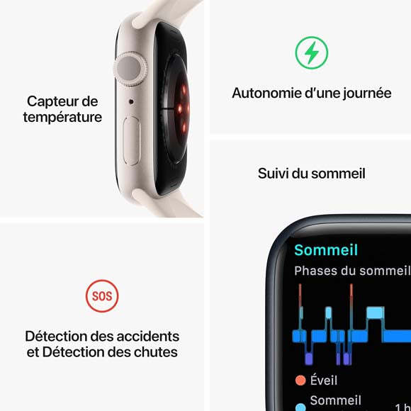 Apple Watch Series 8 GPS 45mm, Boîtier en Aluminium-HelloMarket