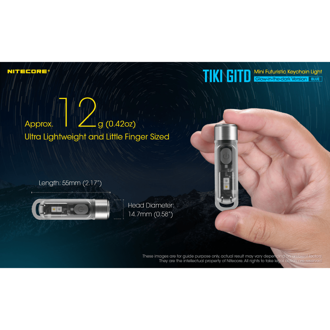 Nitecore Tiki GITD 300 Lumen Keychain Flashlight (Blue)
