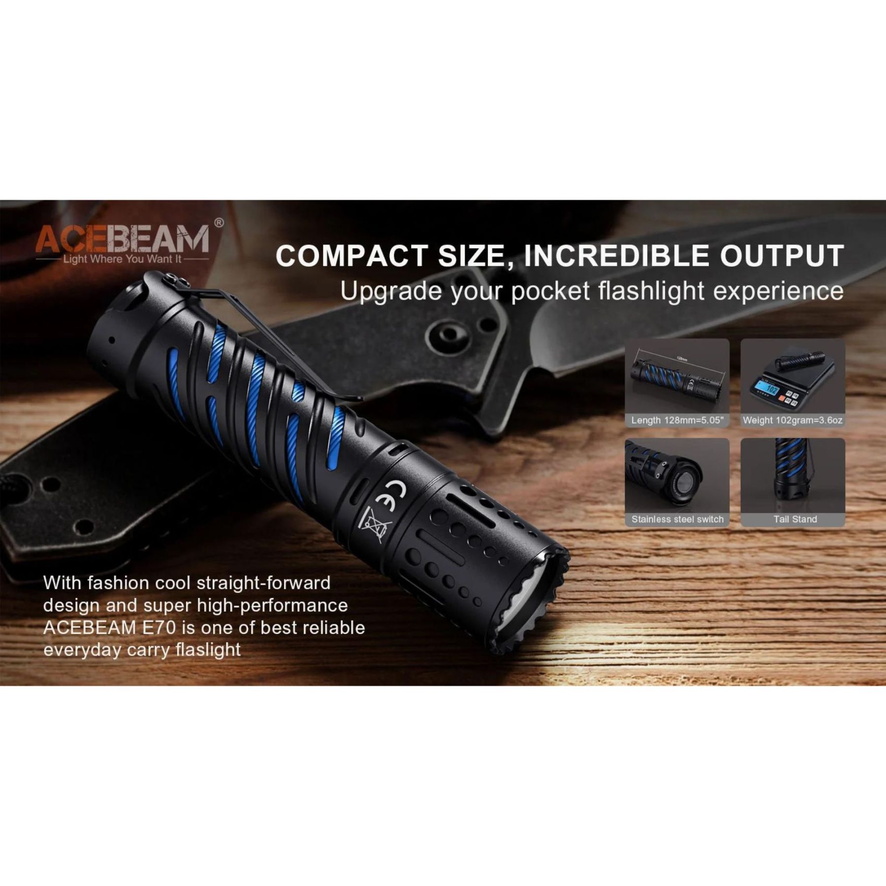 Acebeam E70 6500K 4600L Flashlight