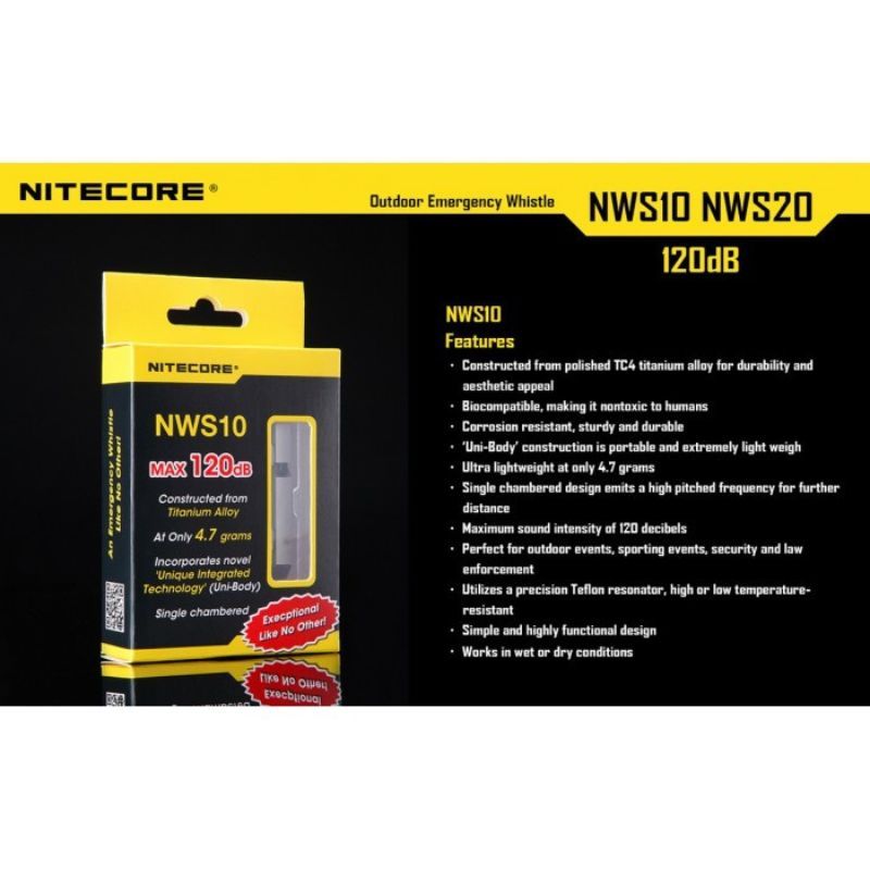 Nitecore NWS10 Titanium Alloy 120db Whistle
