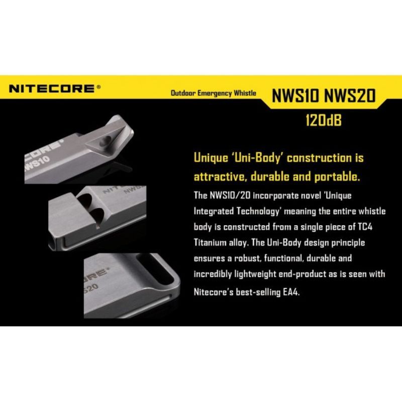 Nitecore NWS10 Titanium Alloy 120db Whistle