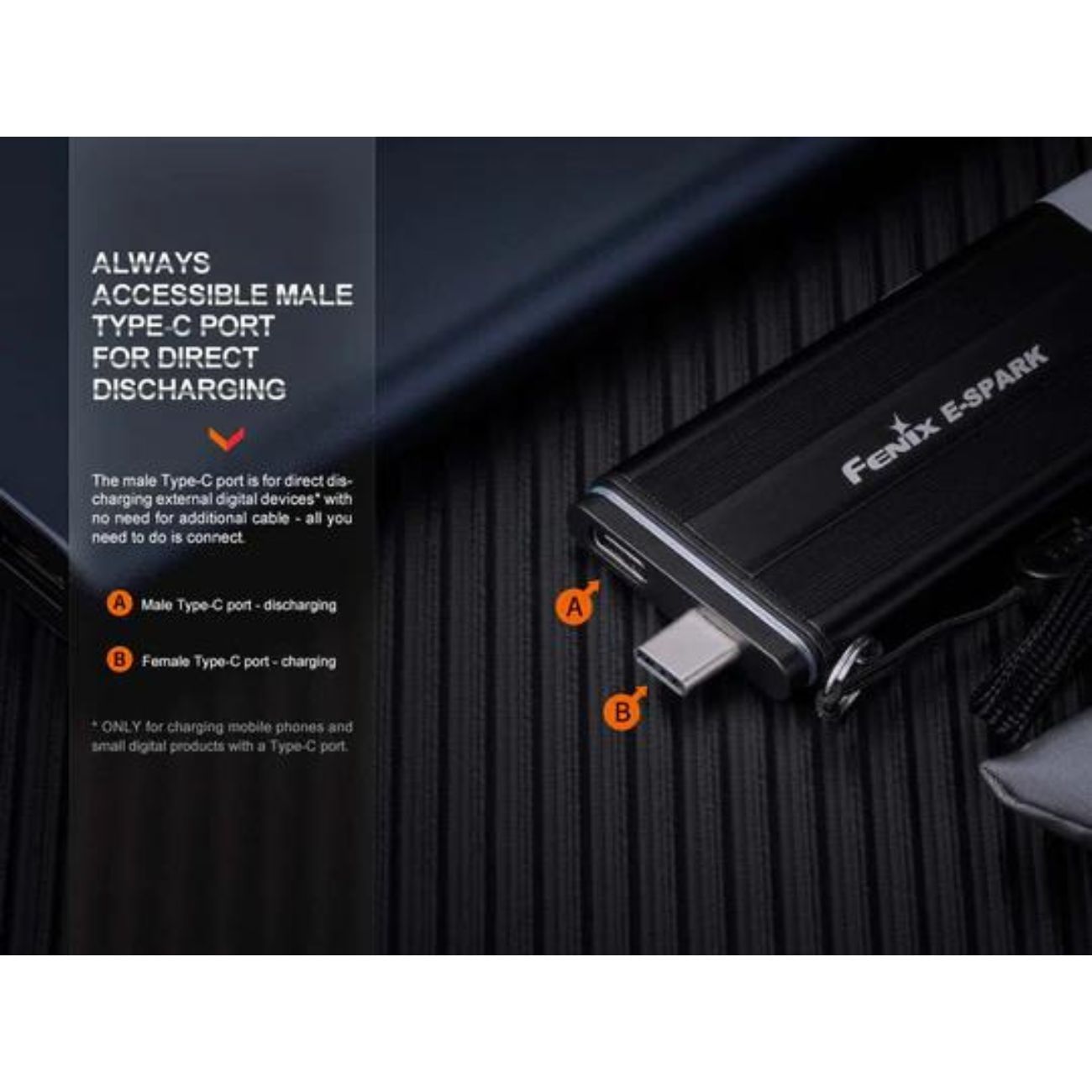 Fenix E-Spark 100 Lumen Keychain Flashlight Powerbank