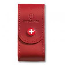Victorinox Red Leather Belt Pouch with Push Button for 91mm 5-8 layers 4.0521.1