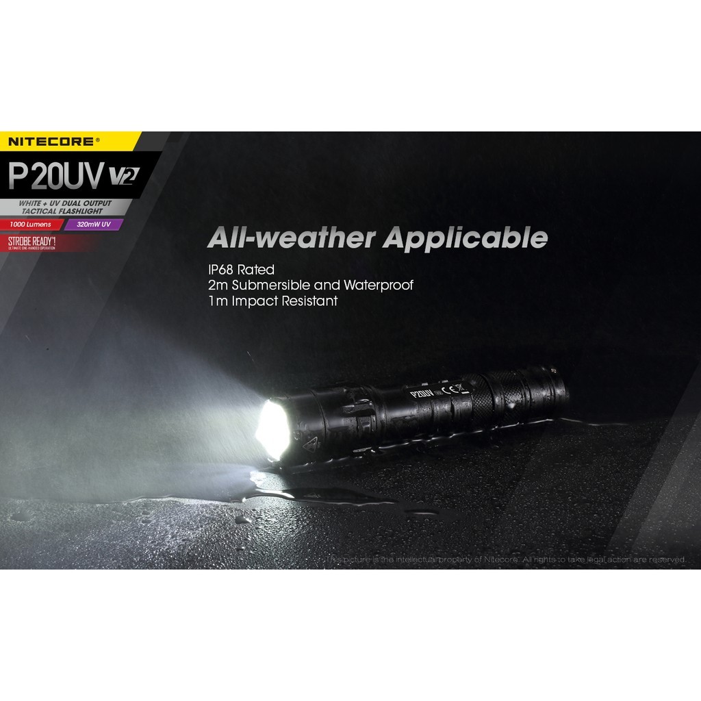 Nitecore P20UV V2 1000 Lumens CREE XP-L2 V6 LED + 4 UV LEDs Flashlight