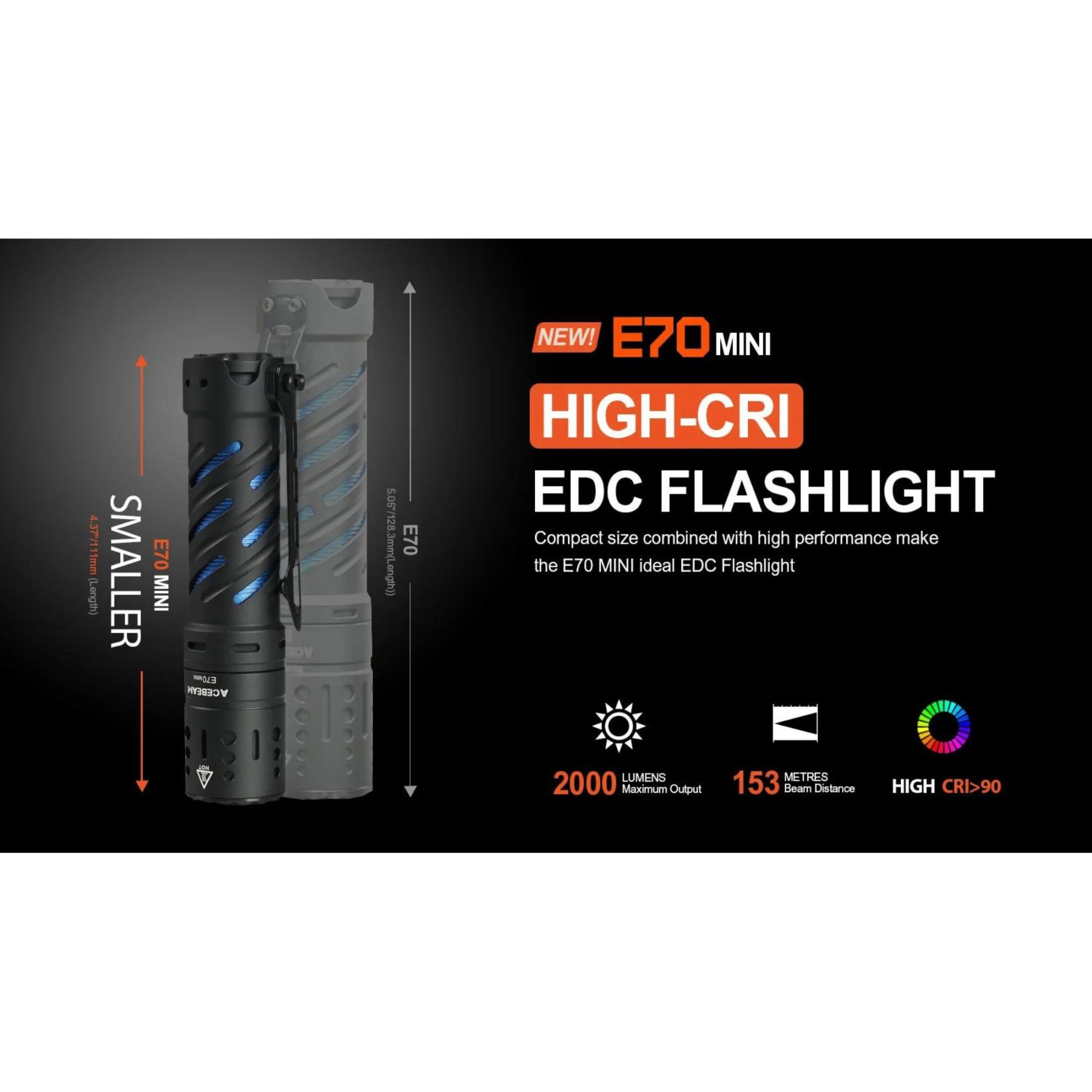 Acebeam E70 Mini 519A 2000L Flashlight