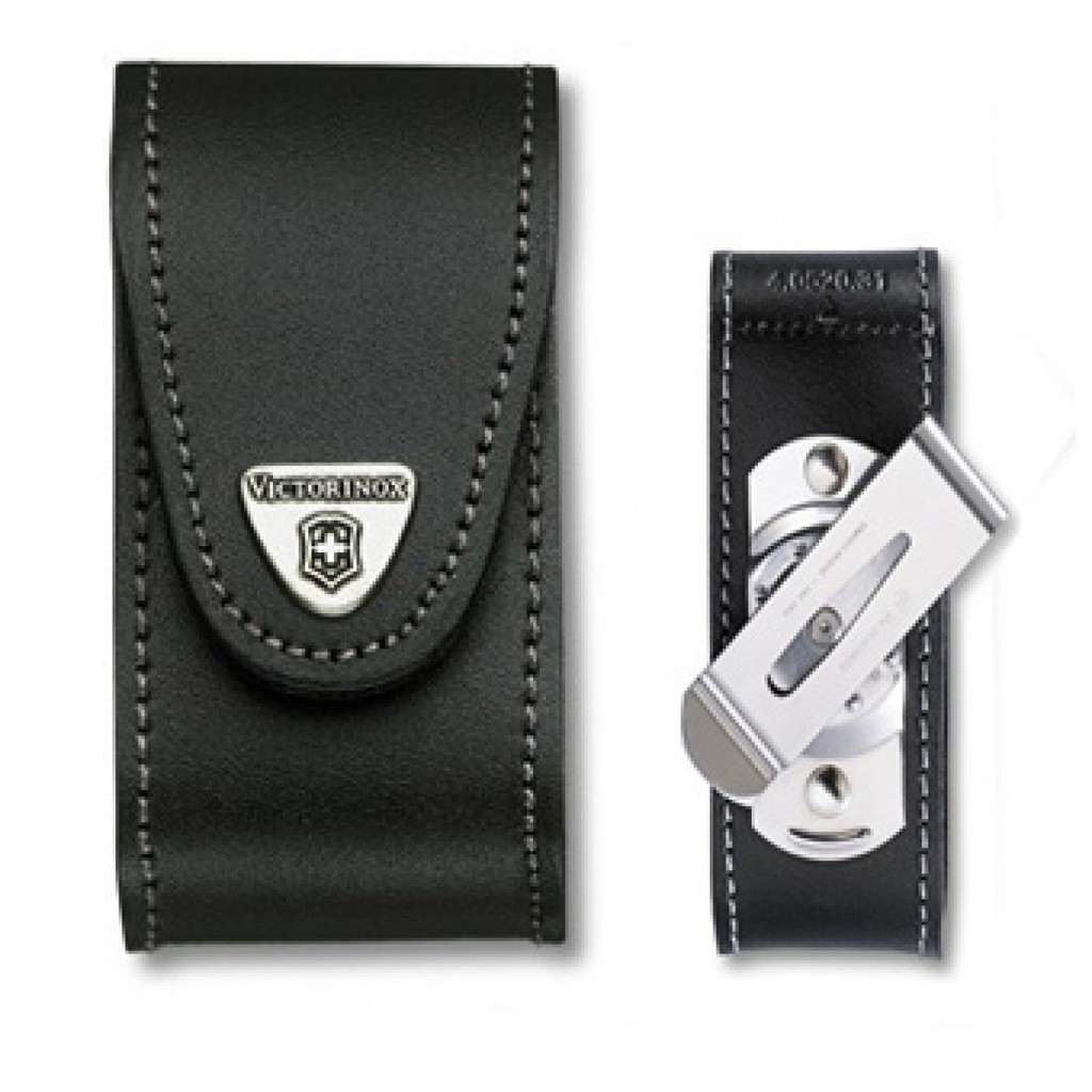 Victorinox Leather Pouch Black 5-8 Layers w Rotating Clip 4.0521.31