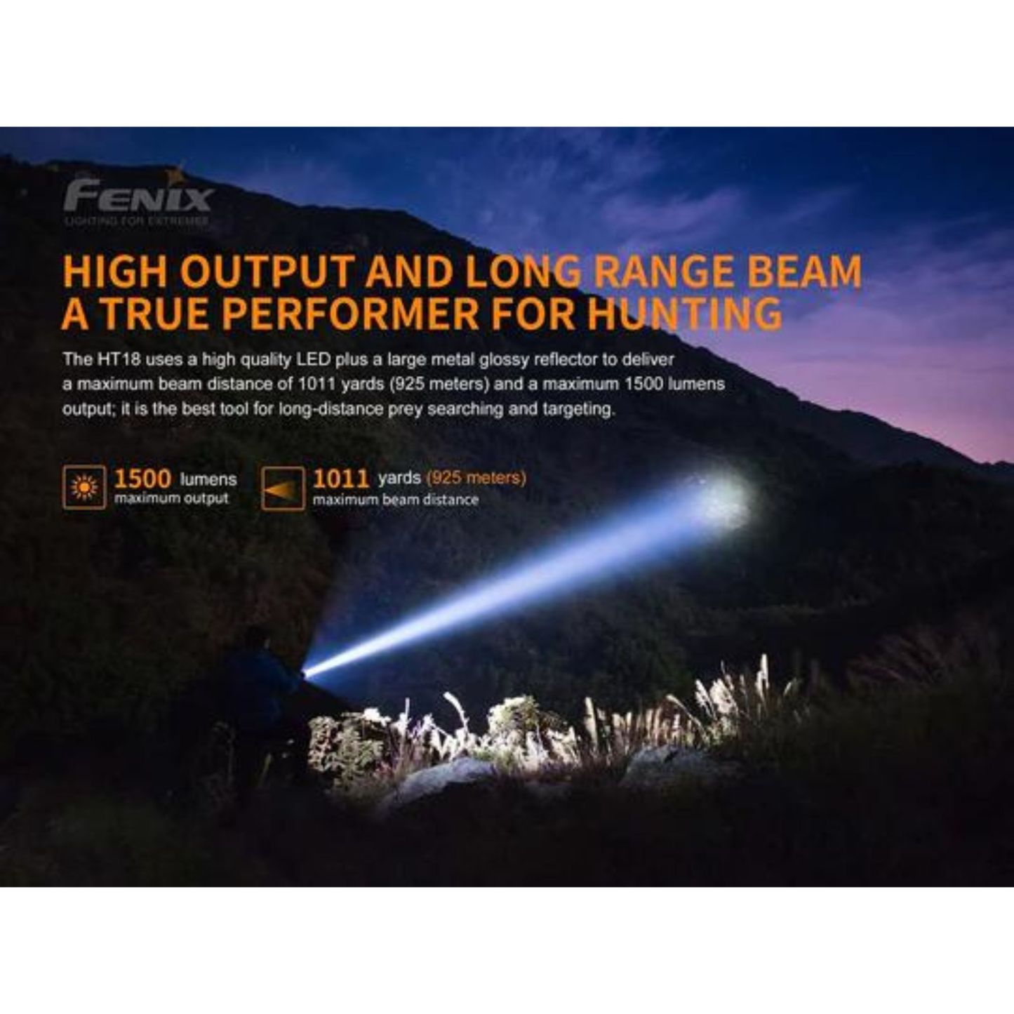 Fenix HT18 1500 Lumen Long Distance Hunting Flashlight