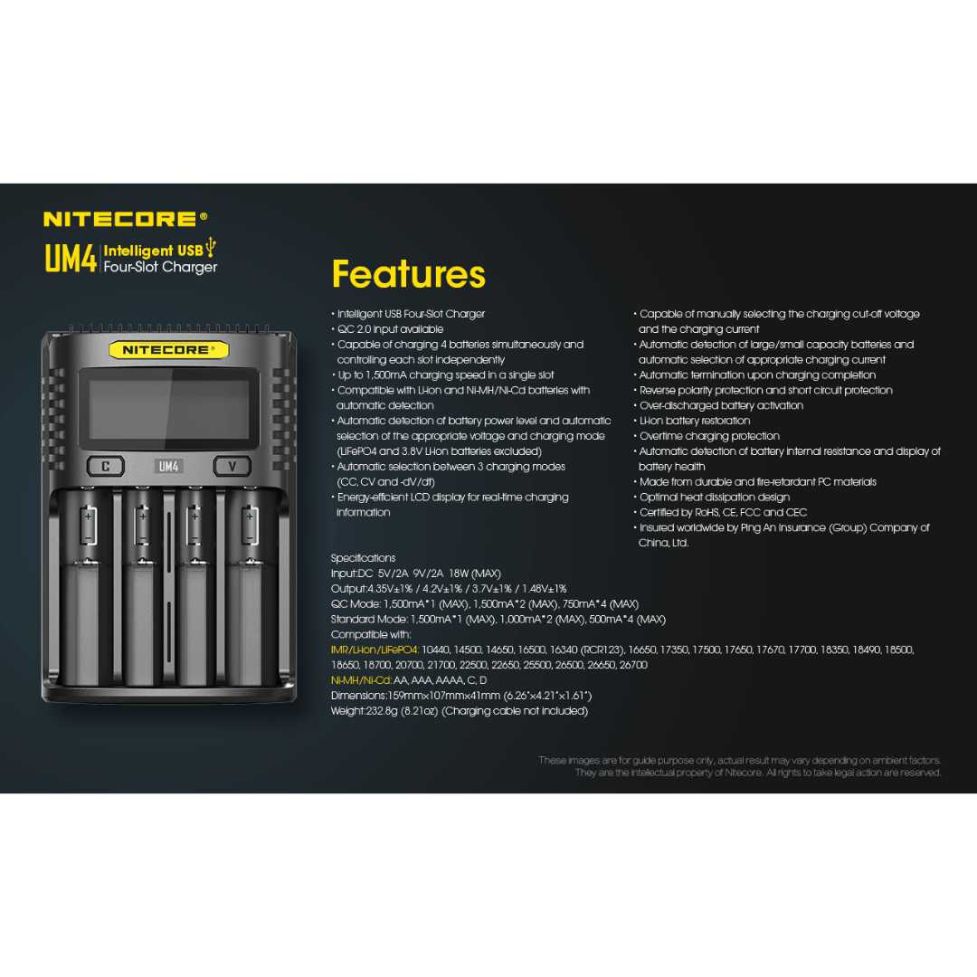 Nitecore UM4 Battery Charger