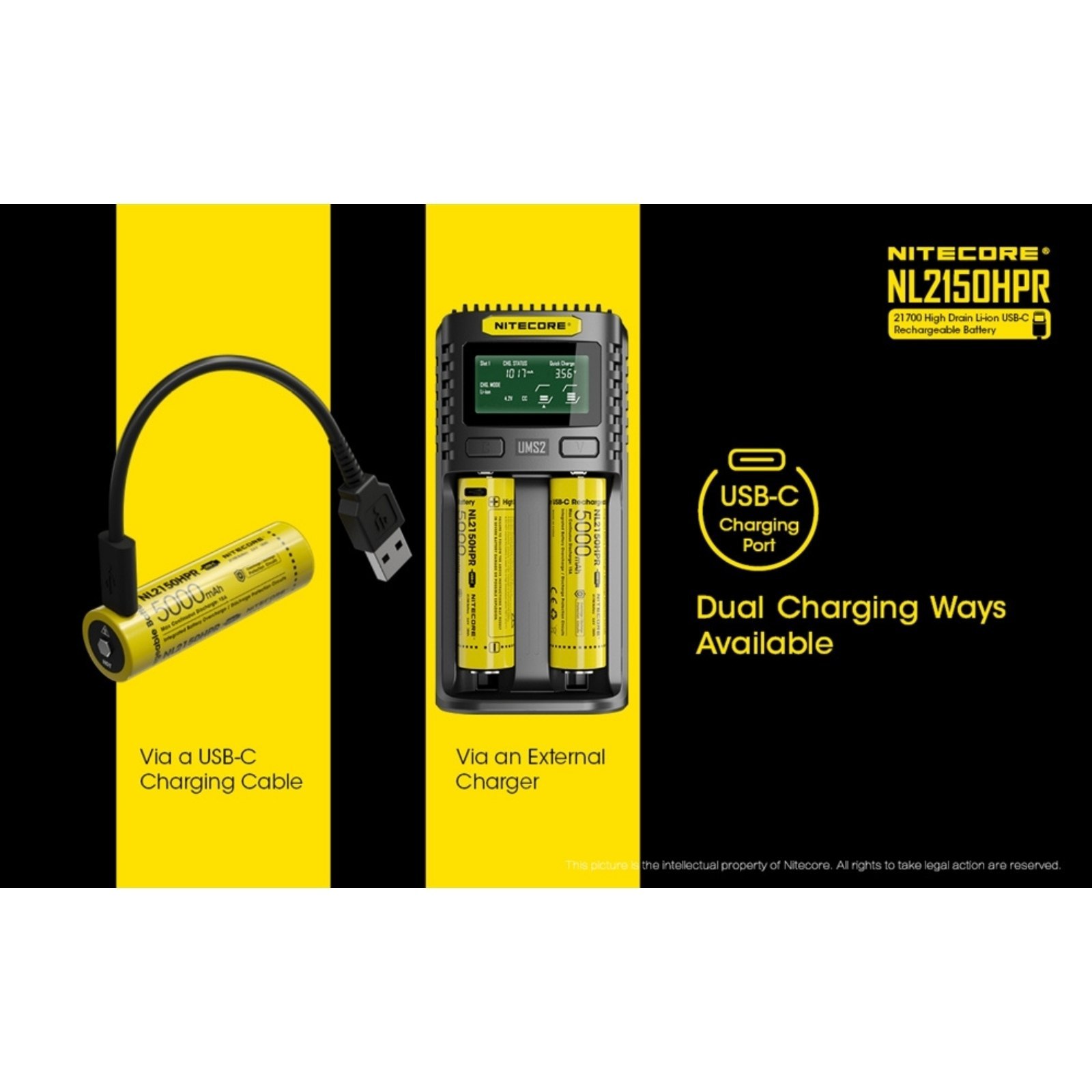 Nitecore NL2150HPR 5000mAh USB-C Rechargeable 21700 Battery