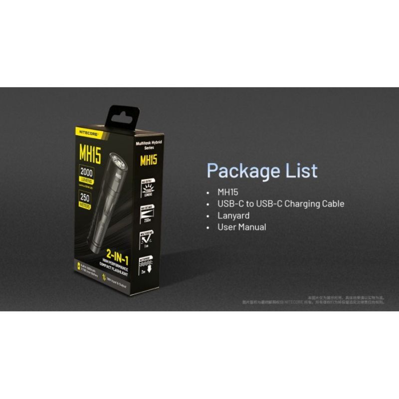 Nitecore MH15 Luminus LED 2000 Lumen 2 in 1 Rechargable Flashlight