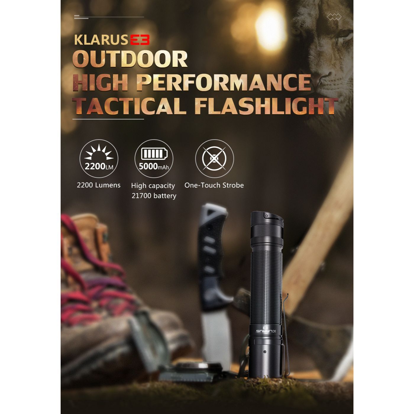 Klarus E3 2200 Lumen Flashlight