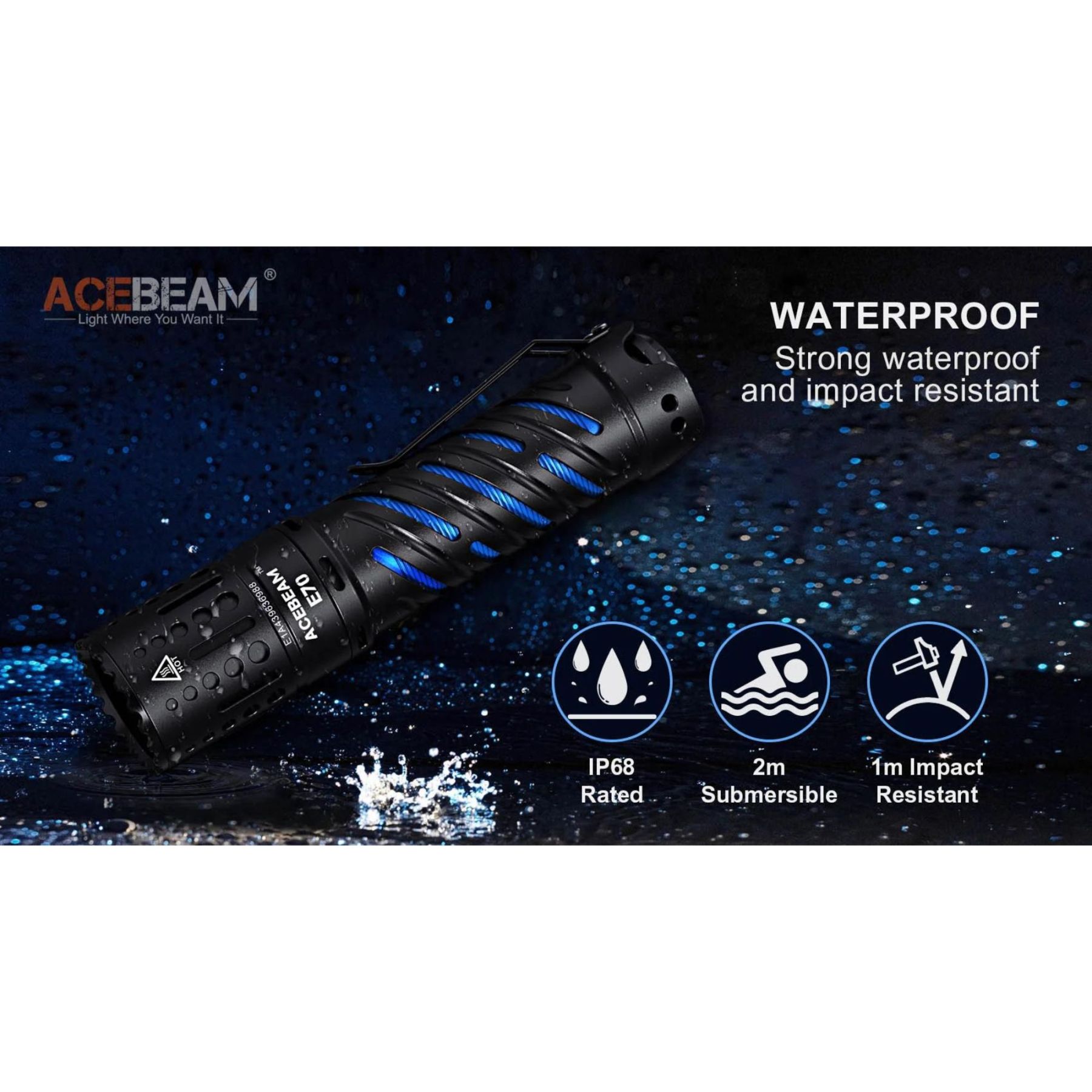 Acebeam E70 6500K 4600L Flashlight