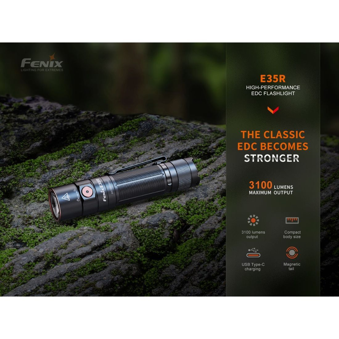 Fenix E35R SST70 Cool White 3100 Lumen Flashlight