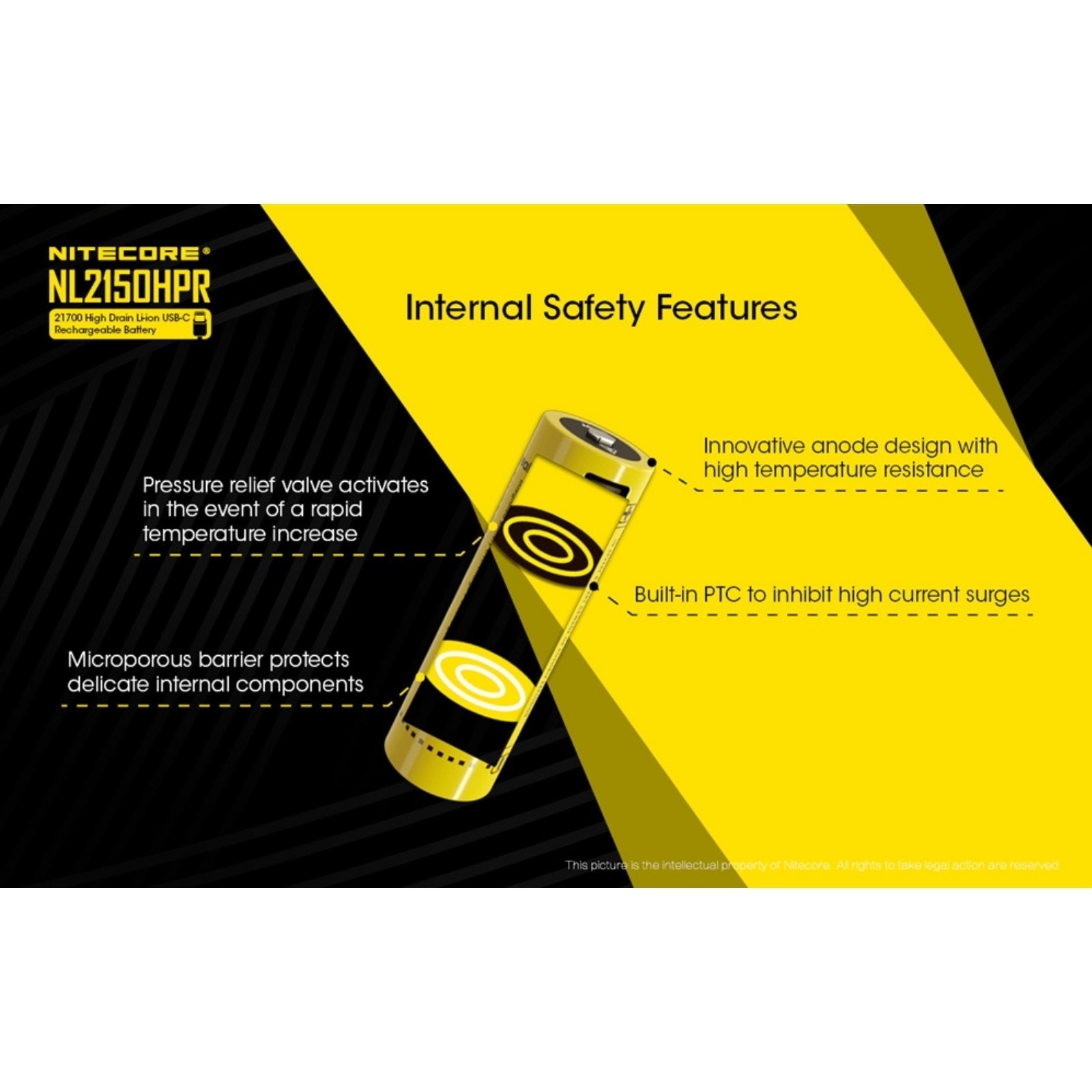 Nitecore NL2150HPR 5000mAh USB-C Rechargeable 21700 Battery