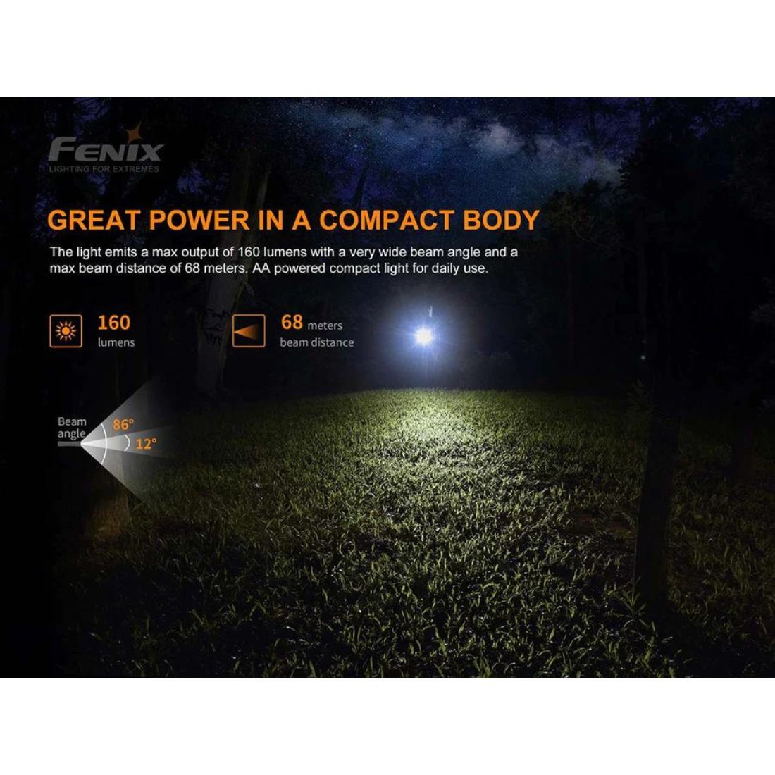 Fenix E12 V2.0 Cool White 160 Lumen Pocket Flashlight