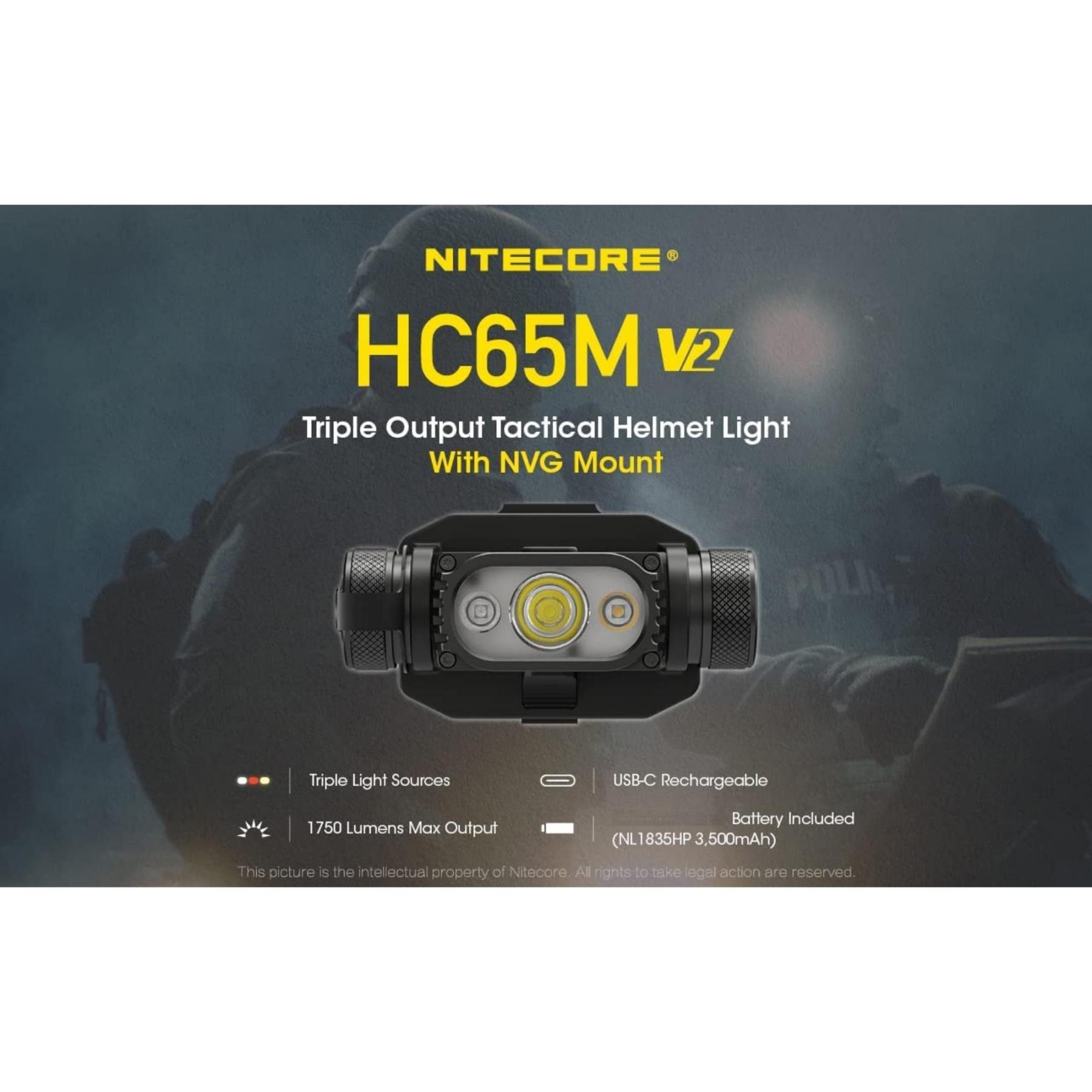 Nitecore HC65M V2 1750 Lumen Tactical Helmet Headlamp