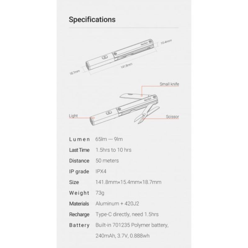 Nextool 3 in 1 Pen Shaped Multitool NE20026