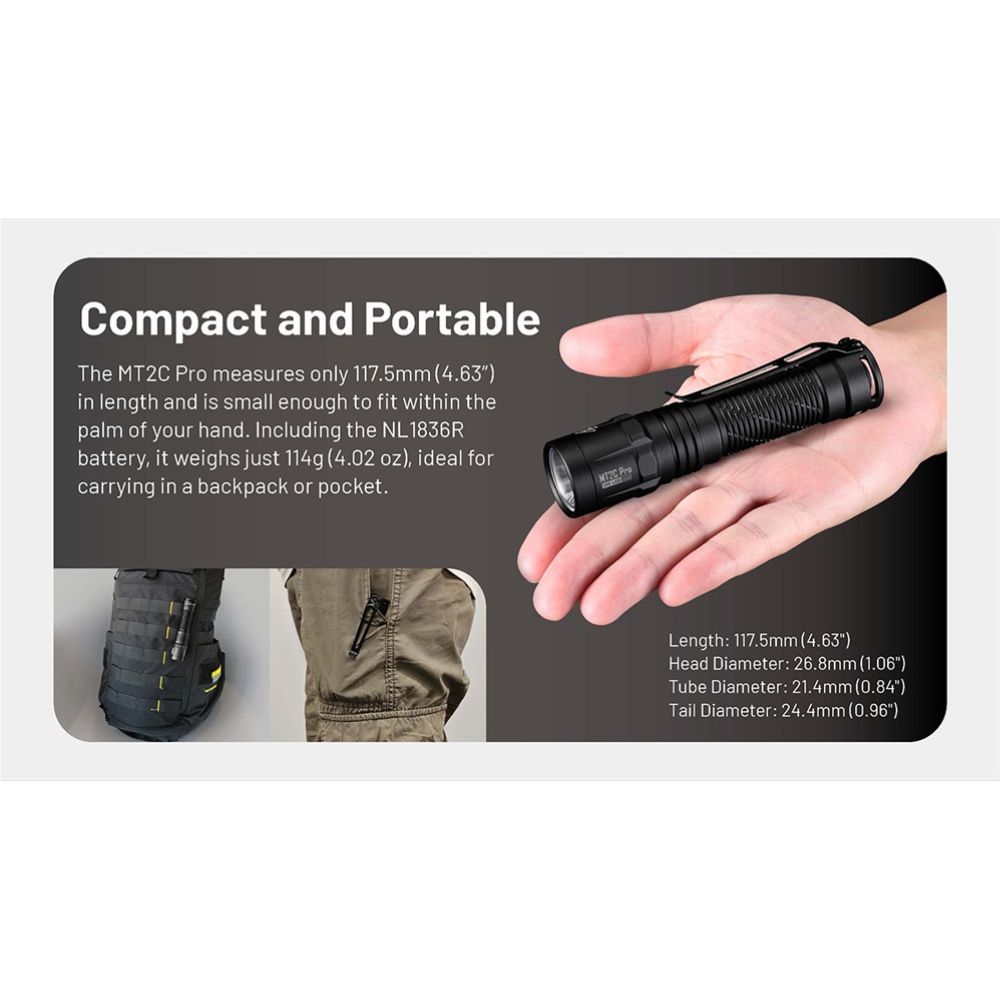 Nitecore MT2C Pro 1800 Lumen EDC Flashlight