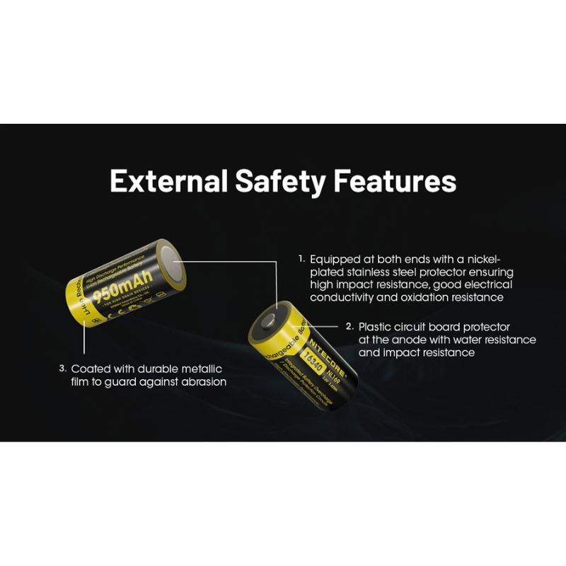Nitecore NL169 Rechargable 950mAh 16340 Battery
