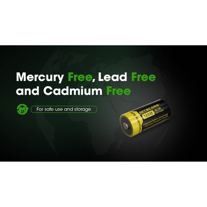 Nitecore NL169 Rechargable 950mAh 16340 Battery