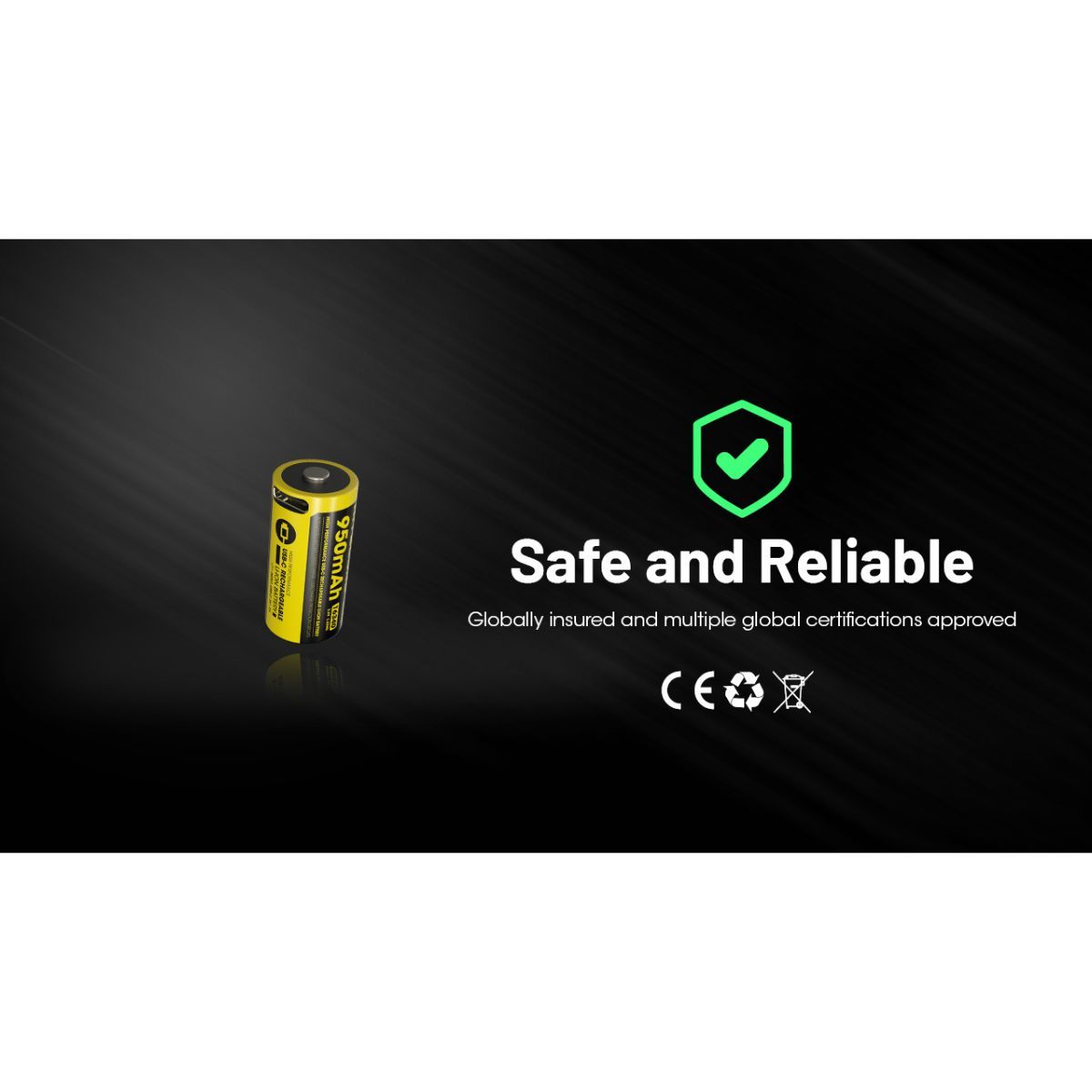Nitecore NL169R 16340 950mAh Rechargable Battery