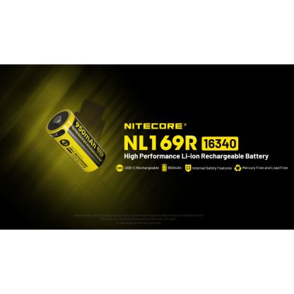 Nitecore NL169R 16340 950mAh Rechargable Battery