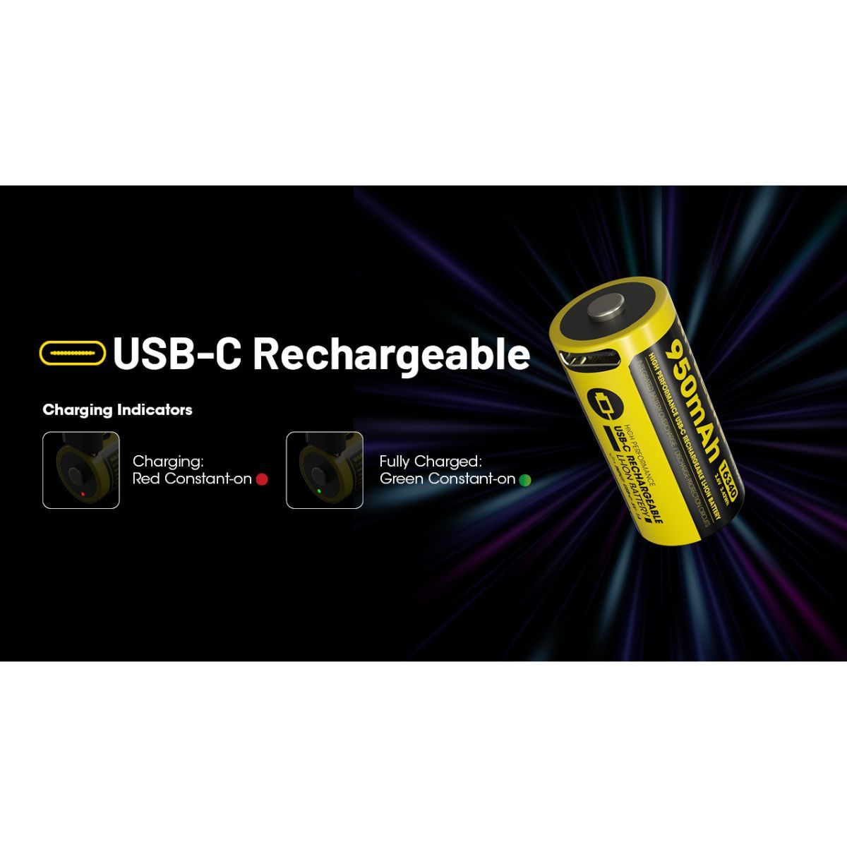 Nitecore NL169R 16340 950mAh Rechargable Battery