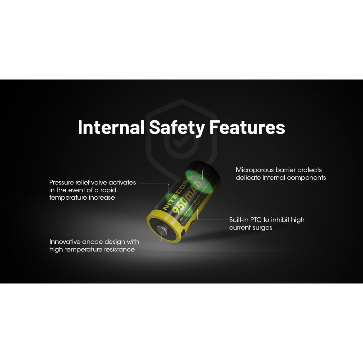Nitecore NL169R 16340 950mAh Rechargable Battery