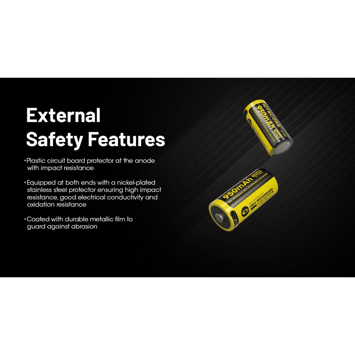 Nitecore NL169R 16340 950mAh Rechargable Battery
