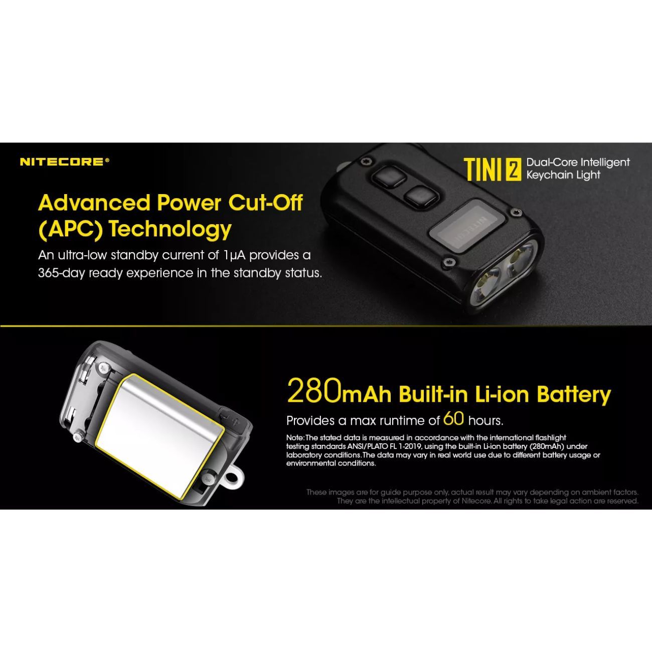 Nitecore TINI 2 Black 500 Lumens Keychain Flashlight