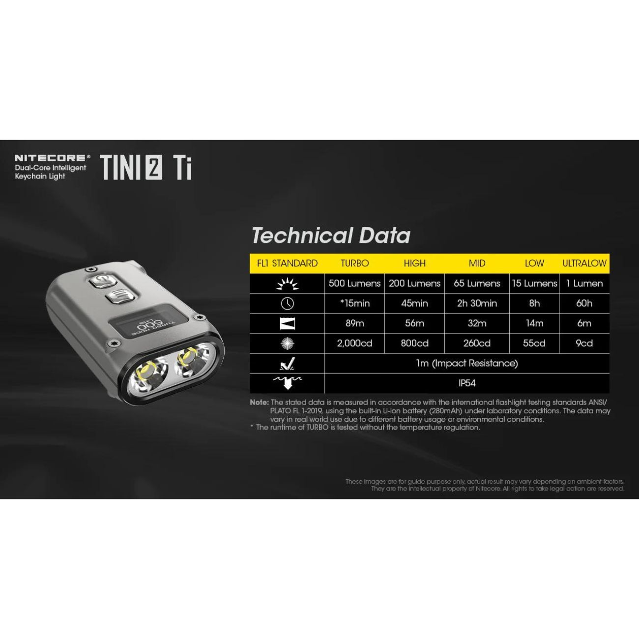 Nitecore TINI 2 Titanium 500 Lumen Keychain Flashlight