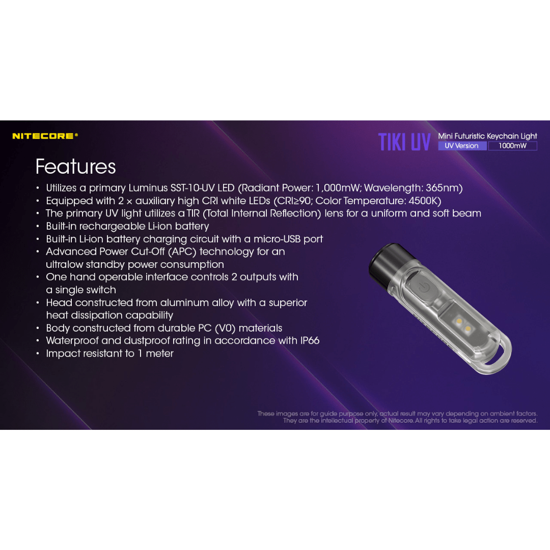 Nitecore TIKI UV 70 Lumen Keychain Flashlight