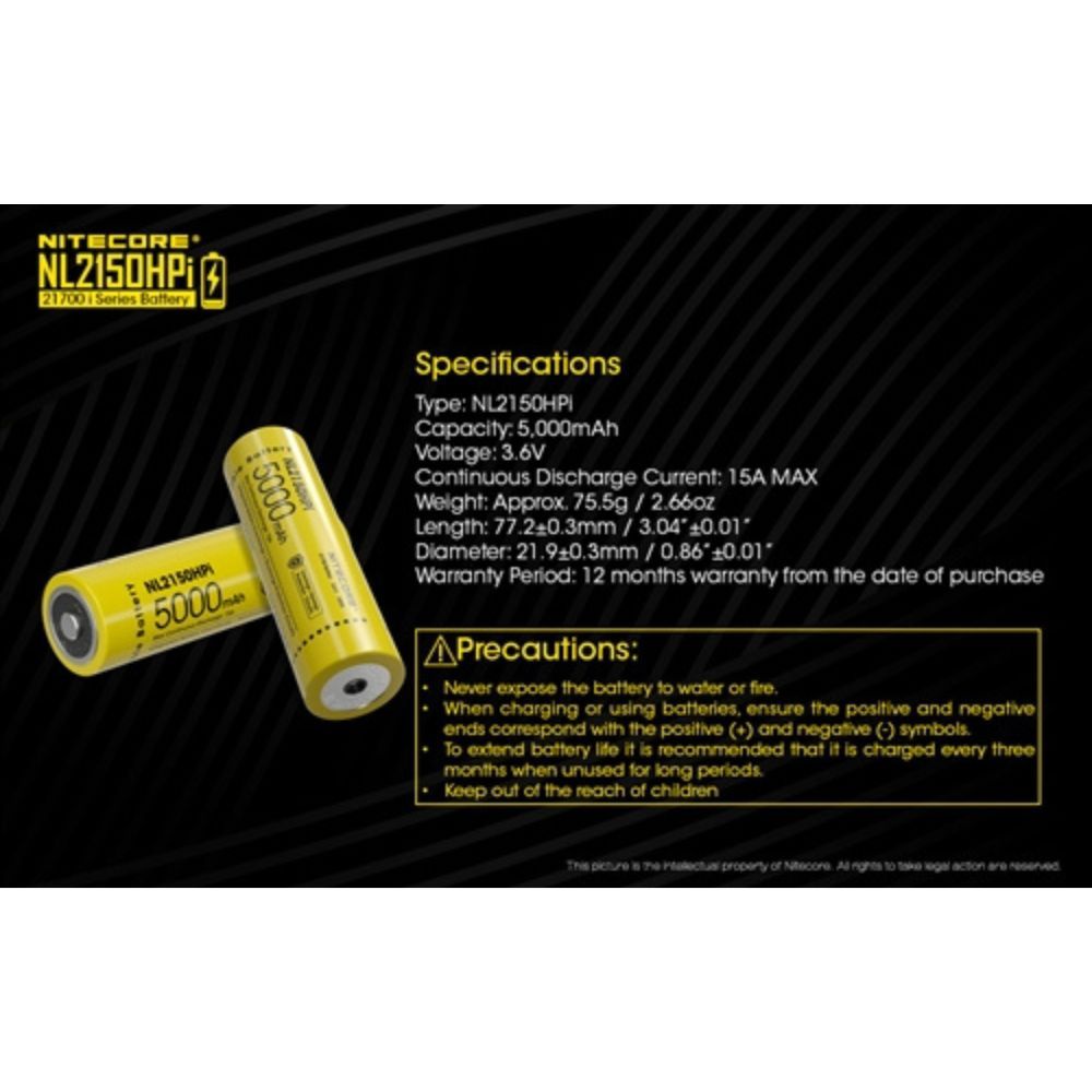 Nitecore NL2150HPI 5000mAh 21700 Battery