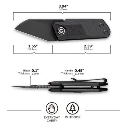 Civivi Ki-V Black Stonewashed(G10 Black)