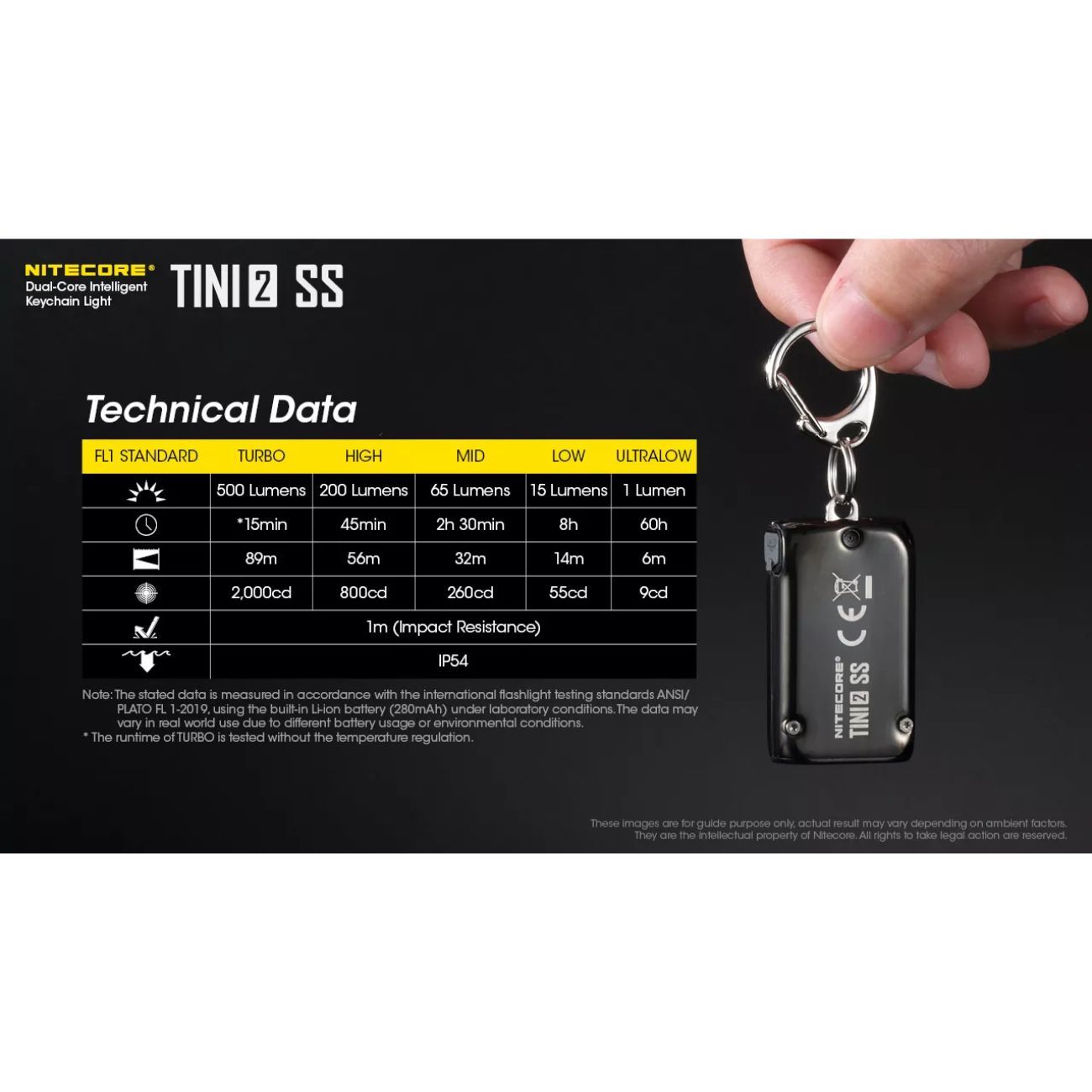 Nitecore TINI 2 Stainless Steel 500 Lumens Keychain Flashlight
