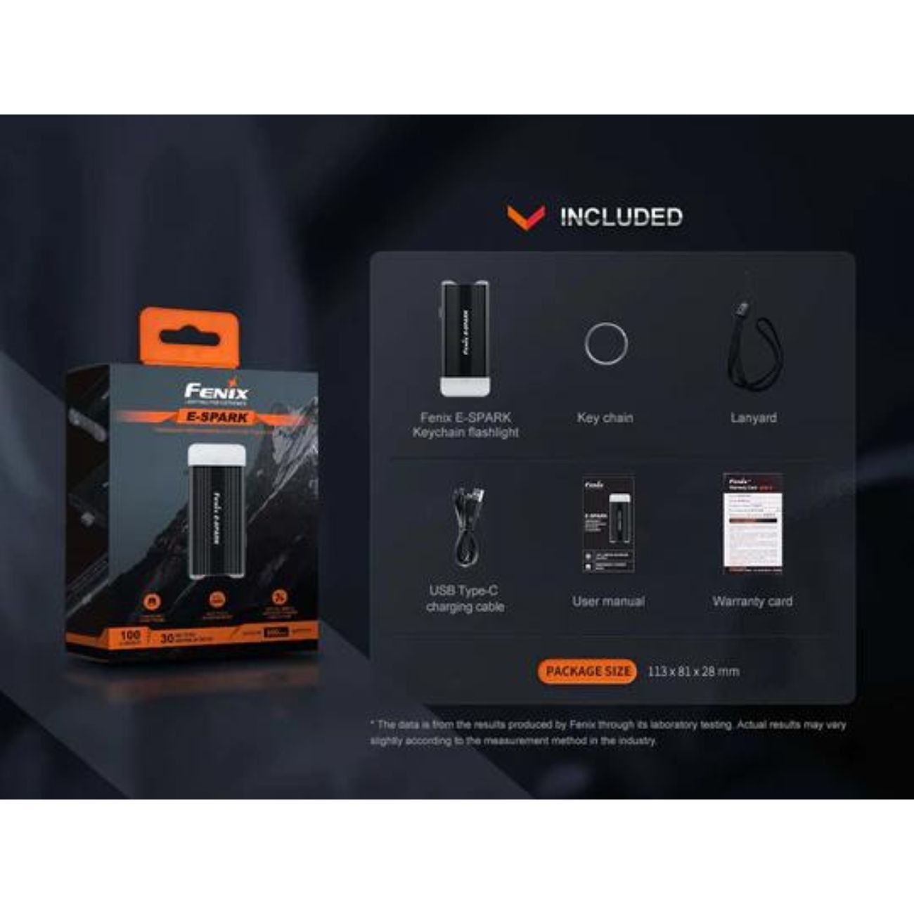 Fenix E-Spark 100 Lumen Keychain Flashlight Powerbank
