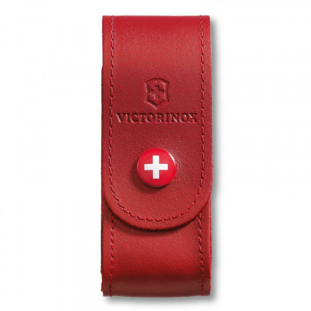 Victorinox Red Leather Belt Pouch with Push Button for 91mm 2-4 layers 4.0520.1