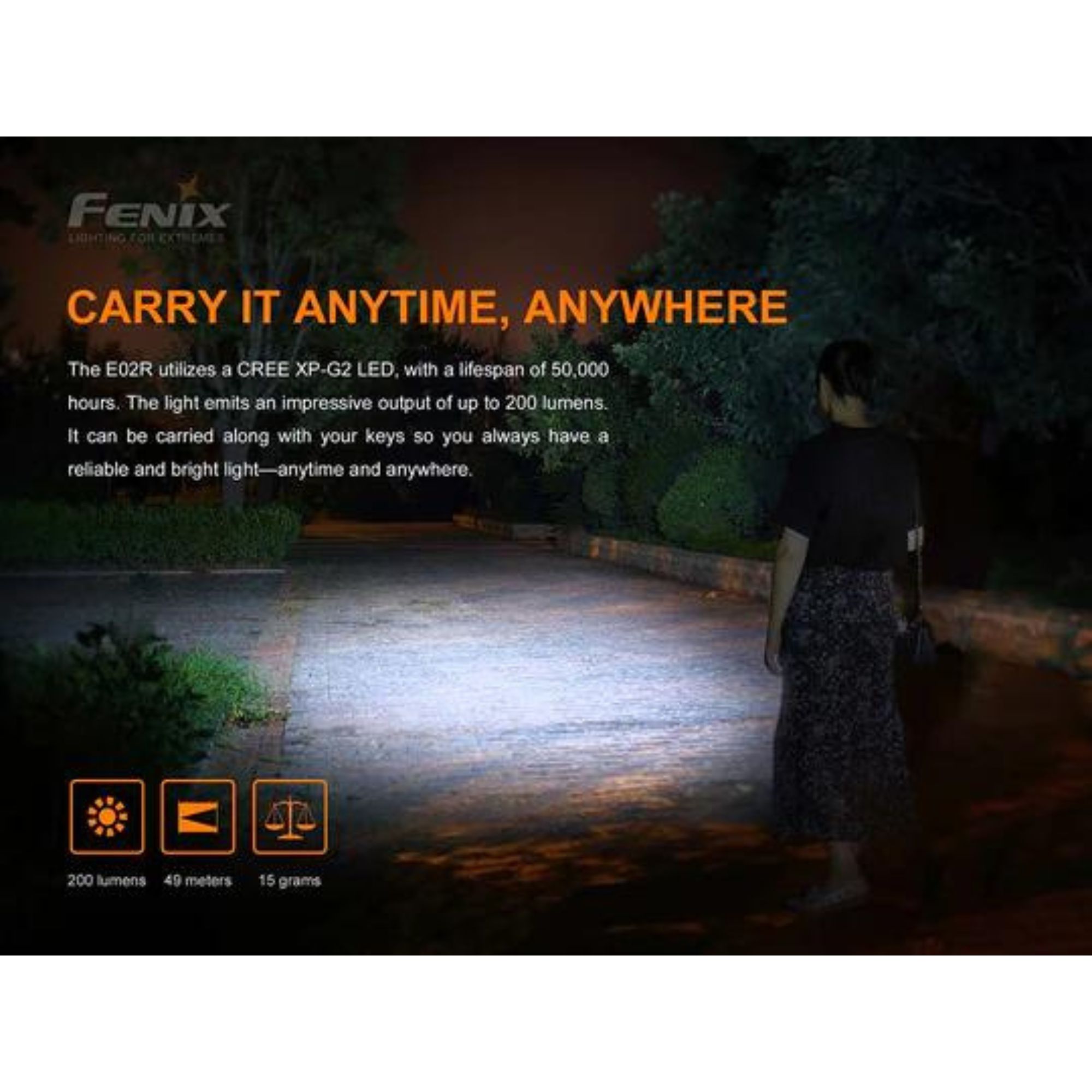 Fenix E02R 200 Lumen Rechargable EDC Flashlight