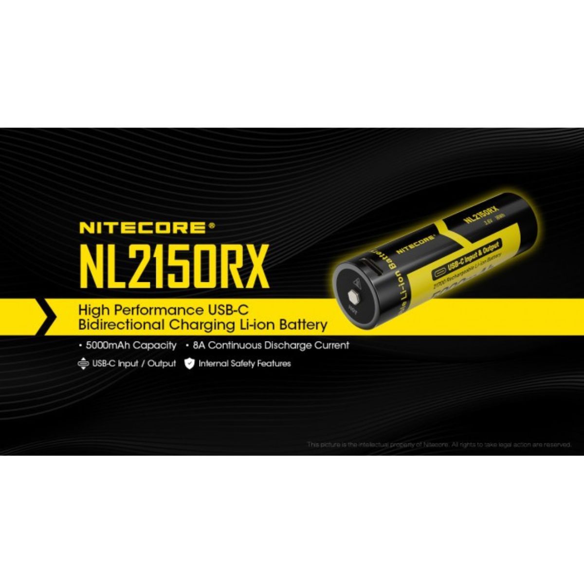 Nitecore NL2150RX 21700 500mAh 8A USB-C Rechargable Battery