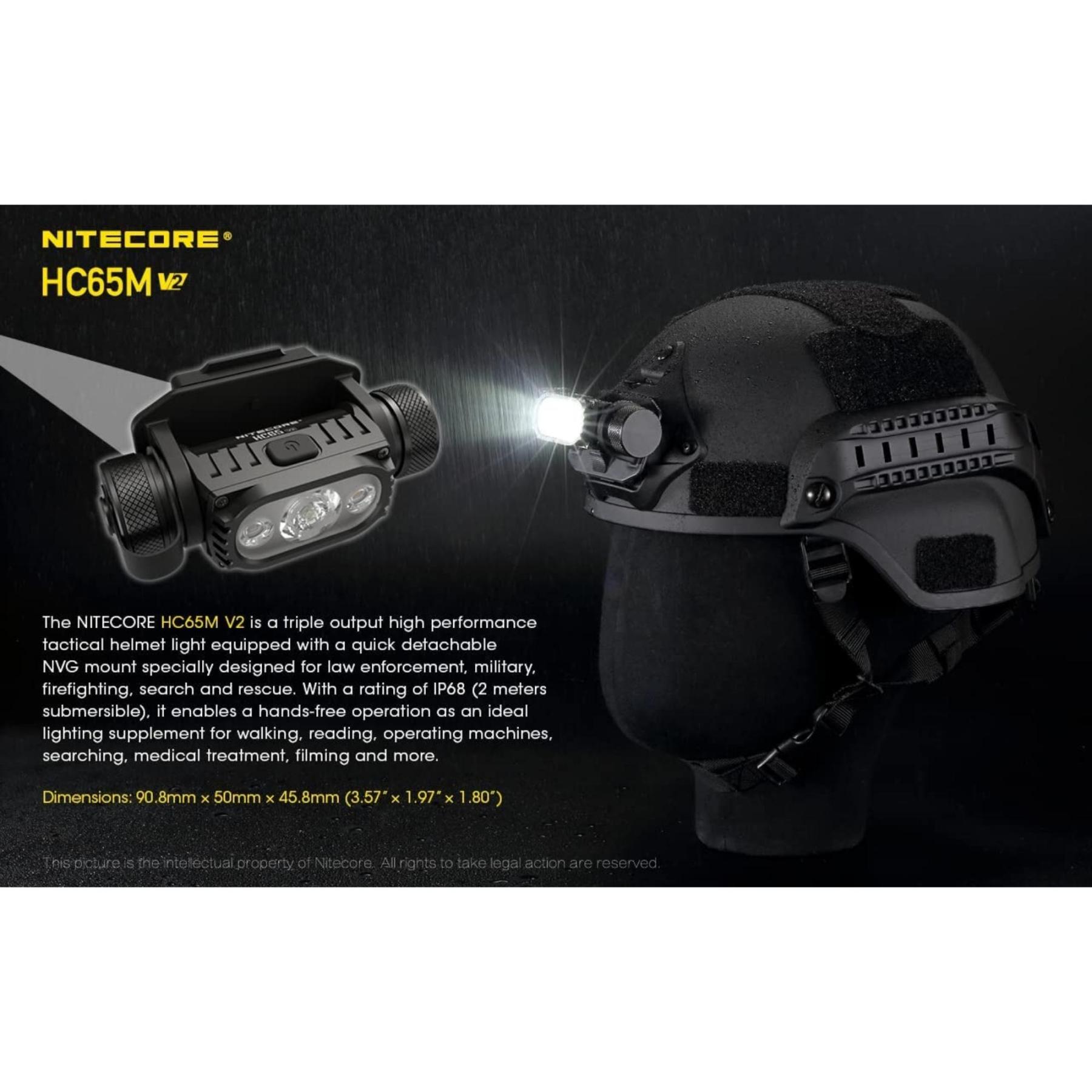 Nitecore HC65M V2 1750 Lumen Tactical Helmet Headlamp
