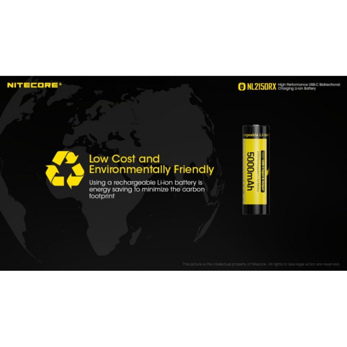 Nitecore NL2150RX 21700 500mAh 8A USB-C Rechargable Battery