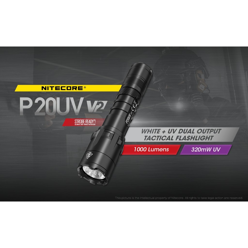 Nitecore P20UV V2 1000 Lumens CREE XP-L2 V6 LED + 4 UV LEDs Flashlight