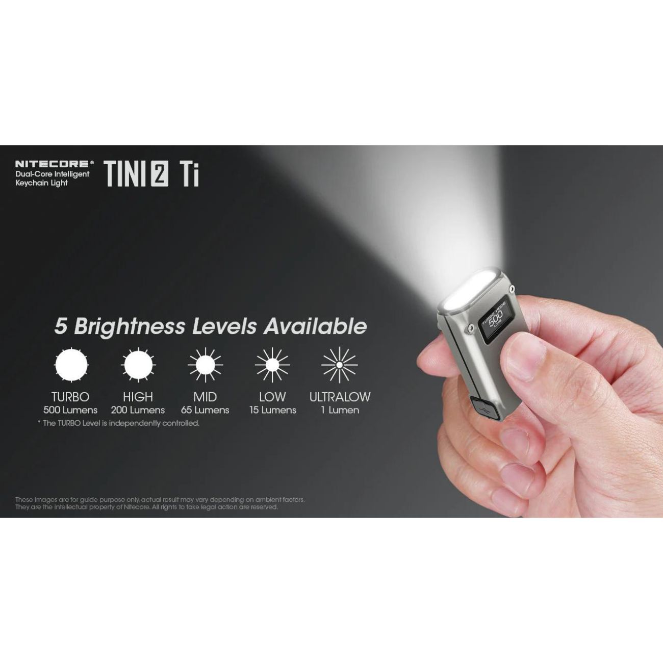 Nitecore TINI 2 Titanium 500 Lumen Keychain Flashlight