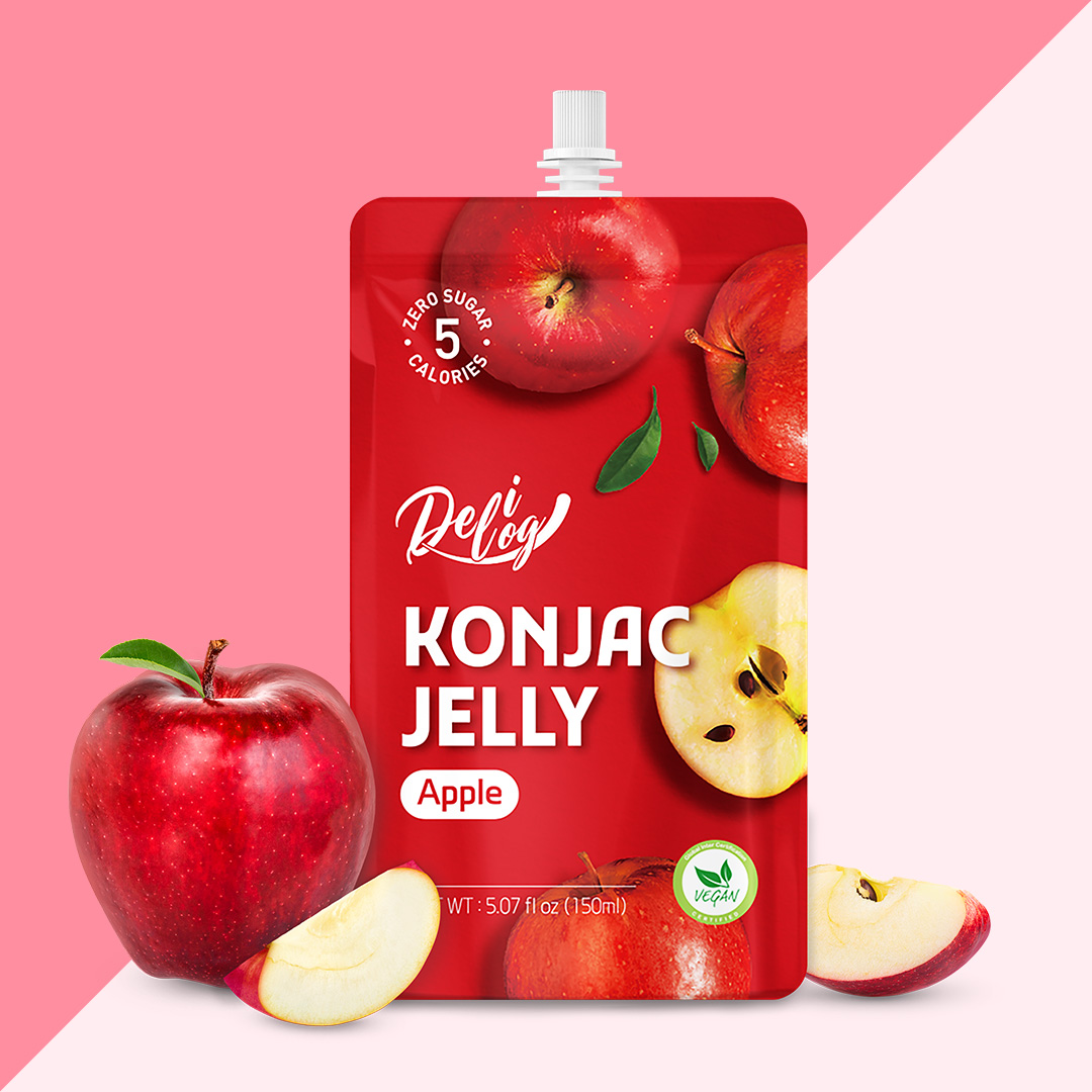 Delilog Konjac Jelly Apple Flavour150ml Zero Sugar-eBest-Confectionery,Snacks & Confectionery