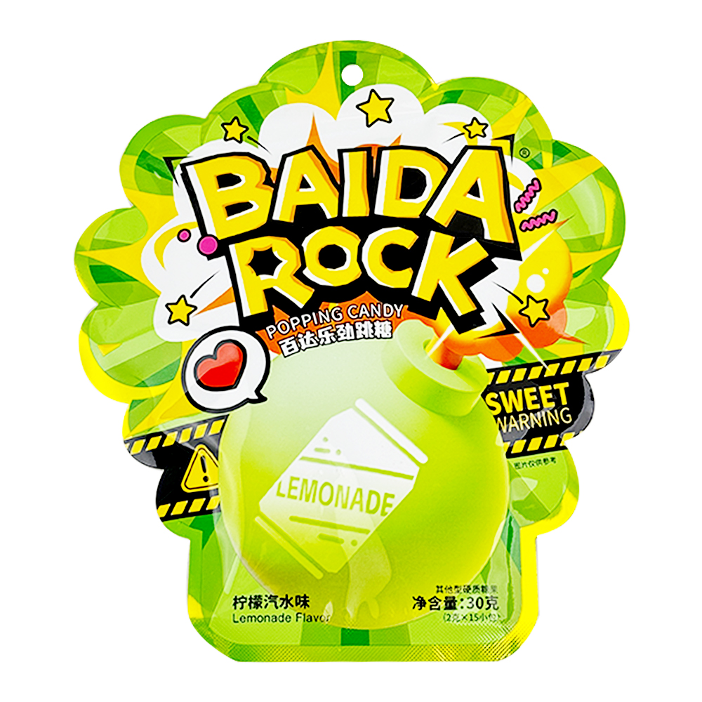 Baida Rock Popping Candy Lemonade Flavour 30g-eBest-Confectionery,Snacks & Confectionery