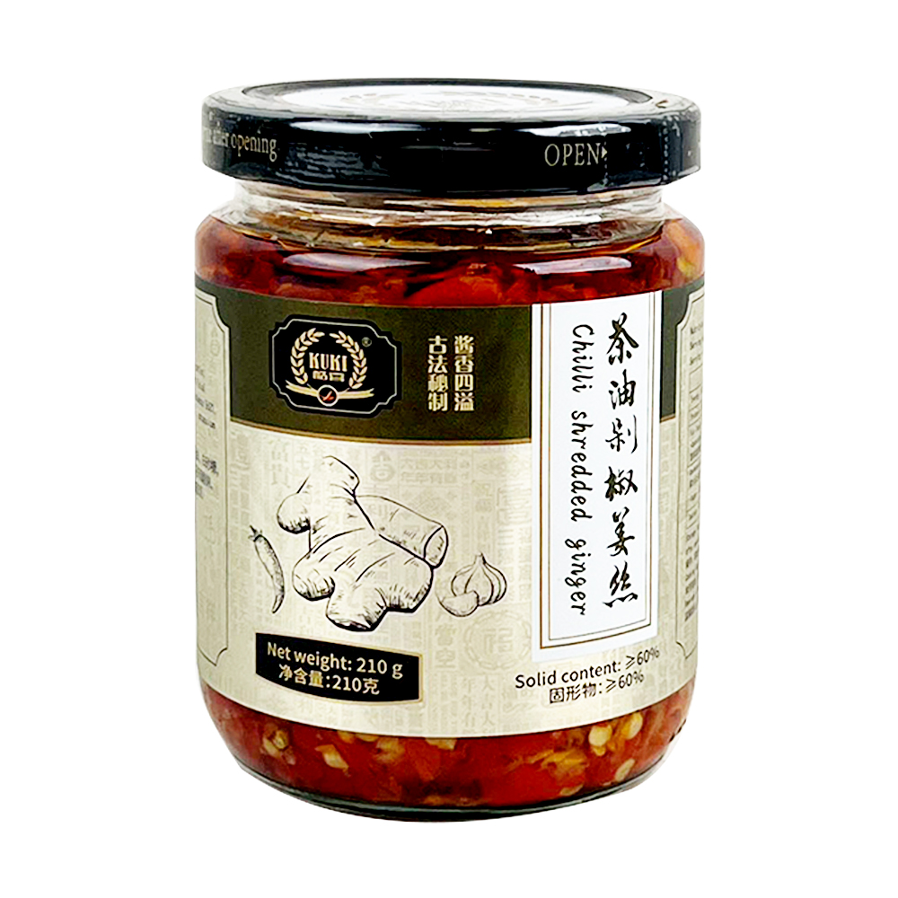 KUKI Tea Oil Chopped Pepper and Ginger Shreds 210g-eBest-Condiments,Pantry