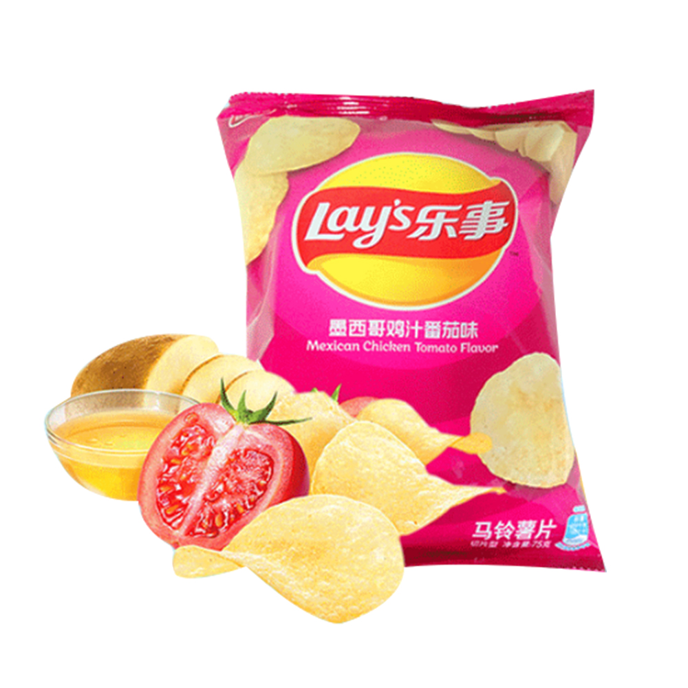 Lay's Crispy Potato Chips Mexican Tomato Flavour 70g-eBest-Chips,Snacks & Confectionery