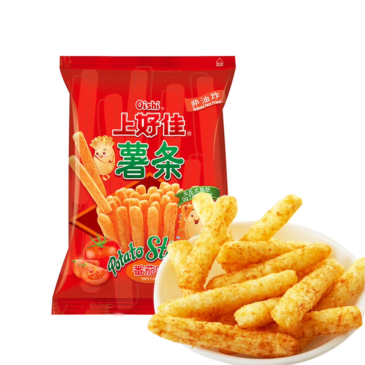 Oishi Potato Chips Tomato Flavour 80g-eBest-Chips,Snacks & Confectionery