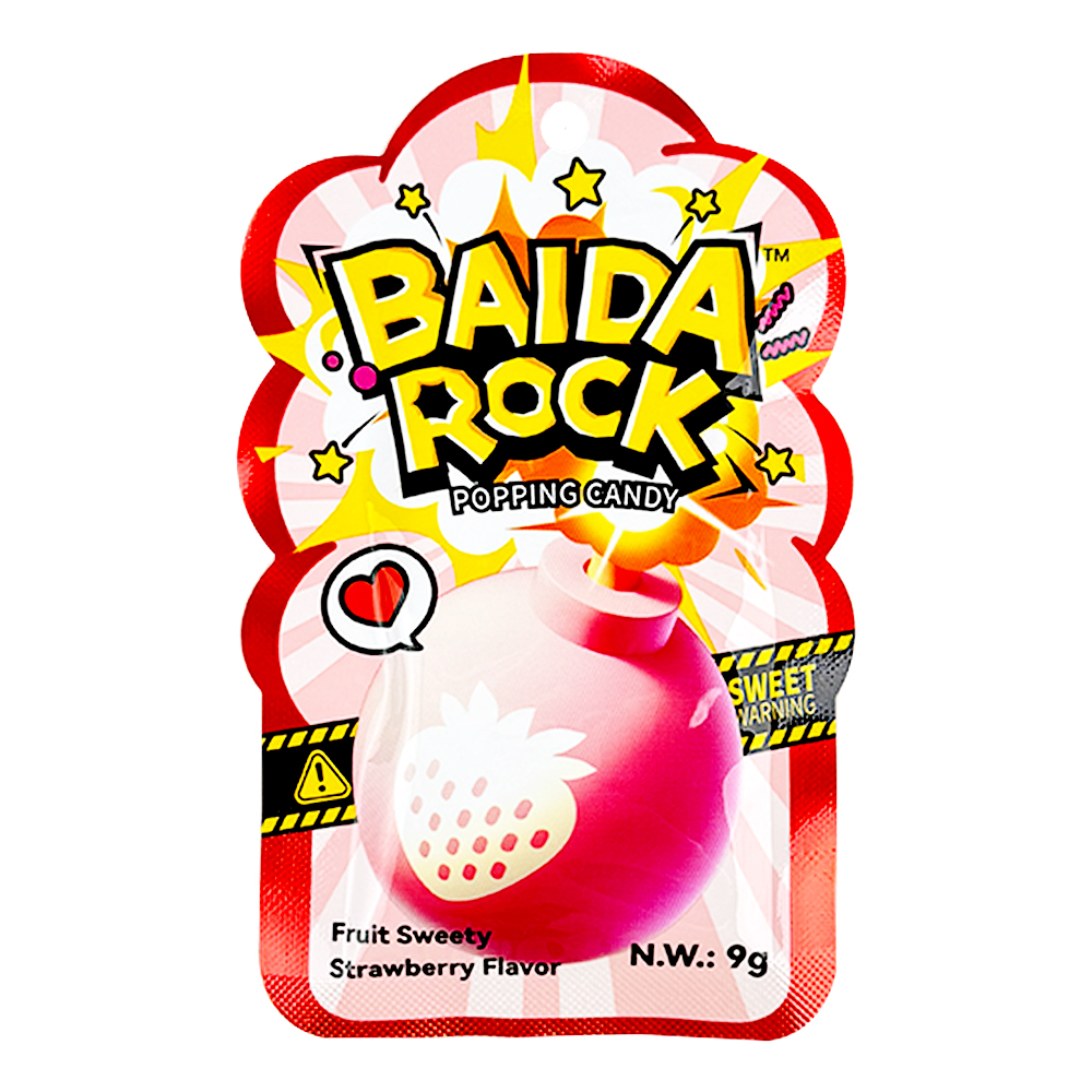 Baida Rock Popping Candy Strawberry Flavour 9g-eBest-Half Price,Confectionery,Snacks & Confectionery